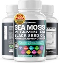 Sea Moss Black Seed Oil - All-in-1 Tambahan dengan Vitamin C Vitamin D3 Ashwagandha Burdock Bladdercrack Ginger Apple Cider Dandelion Yellow Dock
