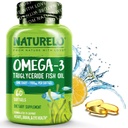 NATURELO Burpless Omega 3 Fish Oil Suplement - 11100mg Triglygide Omega-3, EPA + DHA, Liquid Fish Oil for Heart, Eye, Brain, Gabungan Kesehatan - 60 Softgels, 2 Bulan Suppply