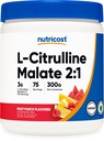 Nutricost L-Citrulline Malate 2: 1 (300g) Fruit Punch - Bantuan Kerja Keluar, Performance Muscle, Nitric Oxide Booster - Suplemen Fitness, 75 Hamba