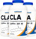NutricLA (Conjugated Linoleic Acid) 2.400mg, 240 Softgels - Gluten Free, Non-GMO, 800mg Per Softgel (3 Botol)