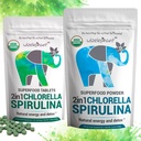 Chlorella Spirulina Powder Organic + Spirulina Chlorella Tablet 124; Organik 124; Kaya dalam Chlorophill 124; Hijau Superfood Pounder & Tablet Bundle