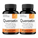 Sandhu 's Quercetin Vegetarian Capsules Suplemen 120 Count (Pack of 2) 124; Bioflavonoid untuk Dukungan Imune & Repiratory Health, Seasonal Allergy Dukung 124; Quercitin untuk Pria dan Perempuan