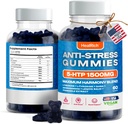 Stres Relief Gummies - 1500MG 5HTP dengan L-Theanine Gaba & L-Tyrosine - Ashwagandha Herbal Support Intellency Vegan Brain Mood Boost Suplemen Anak-anak & Dewasa Dibuat di Amerika Serikat