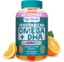 Feel Great Omega & DHA Gummies for Adulants Plant Based Omega 3 Fish Oil Alternative 124; Vegetarian 124; Vitamin C, Chia, dan Omega3, Supports Brain, Immune, Prenatal Function, (60 Count)