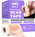 AWD Silicone Scar Sheets for Surgical Skies - Seamless Medical Grade Scar Tape for C Seamless Tape - Silicone Skin Patches Setelah Operasi Harus Haves (1.6 "x 60" Seamless Roll)