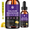 (2 Kemas) Kalsium Magnesium Cairan Zinc Drops untuk Perempuan dan Pria - Tulang & Gigi, Dukungan Imune, Tambahan Liquid Kalsium dengan Magnesium Glycinate, Vitamin C D3 K2 B6 dan Laut Moss 124; Gula Bebas