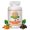 Suplemen Curcumin Turmeric dengan Ginger, Ceylon Cinnamon dan Black Pepper Complex 5 dalam 1 Formula, Curcuma Longa, Max Absorpsi, 1000 mg, 120 Herbal Extract Capsules