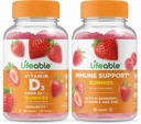 Dukungan IU + Ammune Lifeable Vitamin D 5000 +, Bundle - Great Tasting, Vitamin Suplemen, Gluten Bebas, GMO Bebas, Gummy Chewable