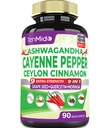 Cayenne Pepper Suplemen Kapsul, 3 Bulan Supply & Ashwagandha, Cinnamon Ceylon, Grape Benih, Quercetin, Moringa, Ginkgo Biloba - Hati Wellness, Promotes Digetical Kesehatan - 90 Caps