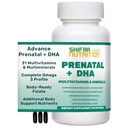 Prenatal SHIFAA NUTRISI Halal Prenatal dengan DHA dan Folic Acid 124; Potensi Tinggi 90 Softgels, Keto- Friendly 124; Vitamin C 120mg, DHA 250mg, Folic Acid 800mg, EPA 90mg, Biotin & Iodin