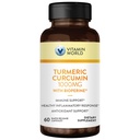 Ekstrak Vitamin World Turmeric Curcumin 1000mg, BioPerine Black Pepper Extract for Better Absorpsi, 95% Curcuminoid, Suplemen Turmeric untuk Antioksidant & Gabungan, Gluten- Free, 60 Capsules
