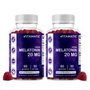 Vitamatic Melonatin 20mg Gummies untuk Dewasa, 30 Hamba - 60 Count - Non-Habit Forming Supplemen (Paket 2)