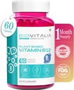 BiOVITALIA Vitamin B12 Capsules Methyl Cobalamin Supplement 1000mg Plant - berbasis Kapsul - Dukung Fungsi Nerve & Metabolisme Enriched dengan Wheat Grass Spirulina Beetroot - 60 Vegan Caps