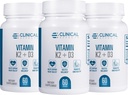 Efek klinis Vitamin K2 + D3 - K2 + D3 Suplemen dengan Bioperin Black Pepper Ekstrak dan Kalsium untuk Bone and Heart Health Support - 3 Pack - Max Absorpsi - Dibuat di USA