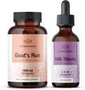 HERBAMAMA Goat 's Rue and Milk Thistle Kit - Bundle of 1200 mg Goat' s Rue Capsules & Milk Thistle Liver Detox Drops 2 - Vegan, Non- GMO, Sugar & Alcohol- Free - 2 Pack