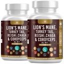 Mushroom Tambahan dengan Lion Mane Turkey Tail Reishi Cordyceps Chaga Marshmallow Root - 120 Count