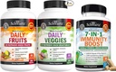 BioSchwartz Daily Fruits and Vegies Supplement for Women and Men (2 Month Supply) Plus 7 in 1 Ammune Supplemen Dukungan dengan Antioksidan (Persediaan 2 Bulan)