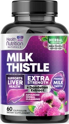 Suplemen Thistle Milk dengan Silymarin Marianum & Dandelion Root Liver Health Support - 9: 1 Extract Liver Cleanse Detox & Repair 1000mg Equilent - Suplemen Ubin Thistle Alam - 60 Capsules