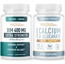Kalsium D-Glucarate & 400mg DIM Suplemen untuk Enhanced Estrogen Hormone Balance 124; Vegan Gluten Free CDG Suplemen (90 Pelayan) dengan Ekstra Kekuatan DIM (90 Pelayan)