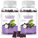 AFXMATE Sambucus Black Elderberry Gummies dengan Zinc dan Vitamin C untuk Anak-anak Dewasa Dukungan, Sugar Free 120 Counts