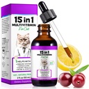 Cat Multivitamin, 15 dalam 1 Cat Vitamin Liquid Drops Suplemen Kesehatan Jantung, Bones, Gabungan, Skin & Coat, Bladder, Imune System Dukungan 60ml