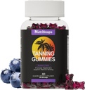Tanning Gummies, Tanning Supplement for Women & Men, Daily Tanning Gummies for Skin Health & Pigmentation, Non-GMO, Vegan, Blueberry Flavor, 60 Gummies