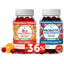 Lunakai Vitamin B12 dan Promotic Gummies Bundle - 3000 mcg Gummy untuk Dukungan Energi Dewasa dan Kesehatan Tulang - 5 Milyar CFUs Per Serving for Digetical Gut Health dengan Vitamin C for Women & Men