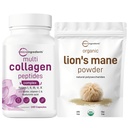 Mikro Ingrediens Multi Collagen Complex & Lions Mane Mushroom Powder Bundle 2 Pack 124; Grass-Fed Collagen Peptides; Natural Superfood for Brain, Energy, & Imune Health