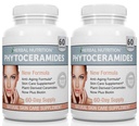 Phytoceramides Rice Based with Biotin Anti Aging Supplement, Wrinkle Remover and Faceal Moisturizing with Phytoceramides Vitamin A, C, D dan E, Two Bottle Pack, 120 Capsules 40mg, Gluten Free