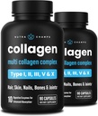 NutraChamps Multi Collagen Pills, Types I, II, III, V, X, Double Hydrolyzed Collagen Peptides Powder Powsules, Protein Suplemen & Men, 180 Capsules (Paket 2)