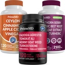 Cinnamon Ceylon (1pk), Fadogia Tongkat Ali (1pk), dan Nitric Oxide (1pk) Persediaan Bundle - VeniVitamin untuk Heart, Energy, Well-Being, & Imune Dukungan - Non-GMO, Vegan, Gluten- Bebas