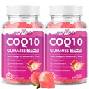 2 Pack CoQ10 Gummies 250mg, plus Omega-3, Vitamin B3 & Zinc, Magnesium - High Absorpsi Koenzim Q10 Suplemen Kesehatan Jantung, Energi Sel, Dukungan & Antioksidant, 120 Count