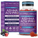 Ashwa ACV Pro Health - Sugar Free Apple Cider Vinegar Gummies dengan Ashwagandha, Advanced Keto, Stress Relief Suplemen dengan Vitamin D, 1g Carbs Per Gummy Golo