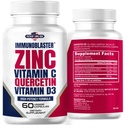Zinc Quercetin 500mg dengan Vitamin D dan C Antioksidant Dukung Potency Quercetin Tambahan untuk Pria dan Wanita - Gluten, Soy, & Dairy Free - 60 Cacah (Paket 1)