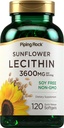 Piping Rock Sunflower Lexithin Softgel Capsules 124; 3600 mg 124; 120 Count Ade 124; Kaya dalam Phoshatidylcholine 124; Soy Free, Non-GMO, Gluten Free