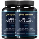 Multi Collagen Peptides Types I, II, III, V & X Hydrolyzed Kapsul Protein - Grass- Fed, Blend with Digetical Enzyme - for Skin, Hair, Nails, Joints & Gut Health, Unflashored (60 Count (Paket 2)