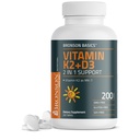 Bronson Vitamin K2 D3 (MK7) Tambahan Non- GMO Formula Vitamin D3 5000IU (125 mcg) & 90 mcg K2 MK-7, Easy to Swallow D & K Complex, 200 Tablet