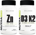 NutraBio Zinc Chelate dan Vitamin D3 Mineral Suplemen Bundle - May Help with Proper Growth, Development, Immune System, and Bone and Heart Health