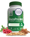 Health Thru Nutrition GlucoPro Max - dengan 1.500mg Berberine, Chrominex + Chromium, dan 1.000mg Cinnamon 124; Vegan, Non- GMO, Gluten Free 124; Kemasan 90