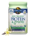 Garden of Life Raw Organic Protein & Greens Vanilla - Vegan Protein Powder for Women, Plant and Pea Protein, Greens & Progities, Gluten Free Low Carb Shake Made Without Dairy 20 Servings