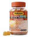 Sakoon nutrisi 5000 IU Vitamin D3 K2 Tambahan dengan Benih Hitam Minyak untuk Tulang, Gigi, Otot, dan Dukungan Pertahanan Imune, Non-GMO dan Gluten Bebas, 60 Gummy Chewables