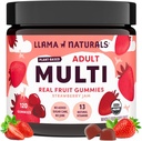 Llama Multivitamin untuk Perempuan & Pria, Vegan, Gumi Organik dengan Vitamin D, C & K, Gummy Vitamin Real Dewasa, Suplemen Multivitamin Chewable, Tidak Ditambahkan Sugar Cane, Strawberry, 120 Ct