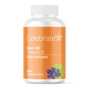 Merayakan Vitamin Iron Suplemen Vitamin C - 30mg Besi, 60mg Vitamin C, Bariatric Vitamin untuk WLS Patients, Vertikal Sleeve & Gastric Bypass Operasi - Grape, 90 Tewable Tablet