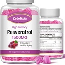 Sugar Free Resveratrol Gummies - Suplai Resveratrol Tinggi untuk Antioksidan, Penuaan Sehat, Skin, Otak, Organik - 120 Gummi