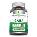 Amazing Formulas GABA 750mg Per Serving Veggie Capsules Suplemen 12.4; Non-GMO 124; Gluten Free 124; Made in USA 124; Ideal for Vegetarians (200 Count)