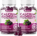 Kalsium Magnesium Zinc dengan suplemen Vitamin D3, Sugar Free Calcium Gummies untuk Pria Perempuan, Zinc Gummies Tinggi untuk Bone & Muscle & Ammune Health, Vegan Elderberry Flavor - 120 Count