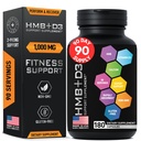 Suplemen HMB dengan Vitamin D3 - 1.000mg Calcium Beta- Hydroxy Beta- Methylbutyrate per Serving untuk Pertumbuhan Otot, Kekuatan & Pemulihan - 180 Gluten- Bebas, Non-GMO HMB Capsules, 3- Bulan Suply