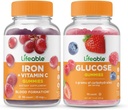 Besi Lifeable dengan Vitamin C + Glummies, Bundle - Great Tasting, Vitamin Suplemen, Gluten Free, GMO Bebas, Gummy Chewable