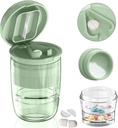 Pill Cutter Splitter with Dispenser, Pill Cutter for Small or Large Pills, Crushes Pill, Vitamin, Tablet, Snainless Steel Blade, Removable Drink Cup (Green- 1)