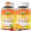 Vitamin D3 K2 Gummies 5000IU / 10.000 IU dengan Omega-3 250mg + K2 (MK-7) 100mcg - 5X Absorpsi Dari Standard D3K2, dengan Vitamin C, Zinc, dan 5 Organik Vegetable, Mempersiapkan Kekuatan Tulang & Gigi, kekebalan